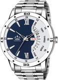 Bleed Blue Day and Date Functioning Steel Strap Adult Boys Analog Watch  - For Men