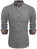 Men Solid Casual Brown Shirt Grey