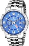 Blue Day and Date Analog Watch  - For Men