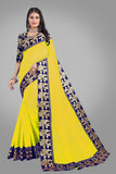 Solid, Woven Daily Wear Cotton Blend Saree yellow