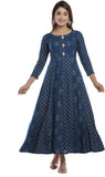 Women Printed Anarkali Kurta Blue