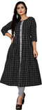 Women Striped A-line Kurta 4007Black