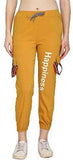 Regular Fit Women Black Trousers Yellow