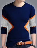 This Striped Men Round Neck Black T-Shirt Blue