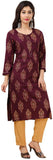 Women Printed Straight Kurta Maroon