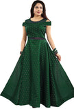 Women Printed Flared Kurta Green