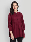 Casual Solid Women Maroon Top Maroon