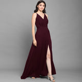 Women Fit and Flare Blue Dress Maroon